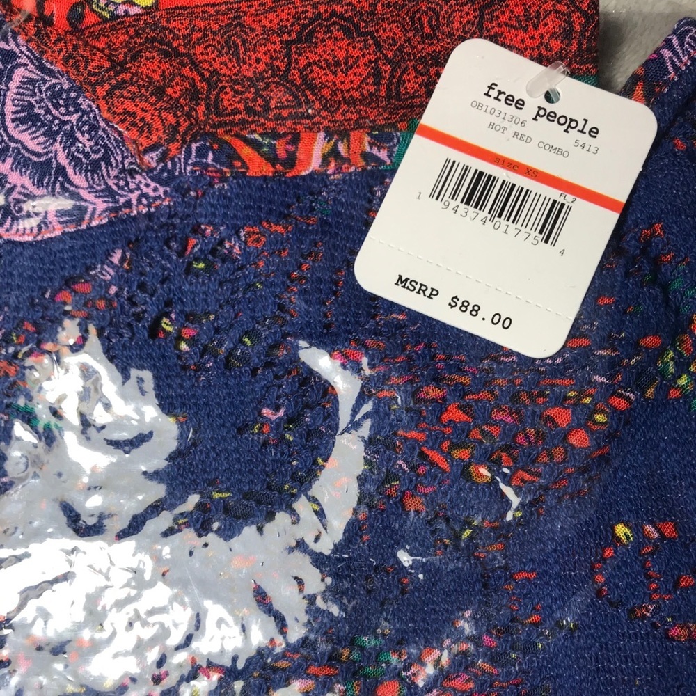 Free People Count Me In Trapeze Mini Dress New Red - Picture 4 of 5